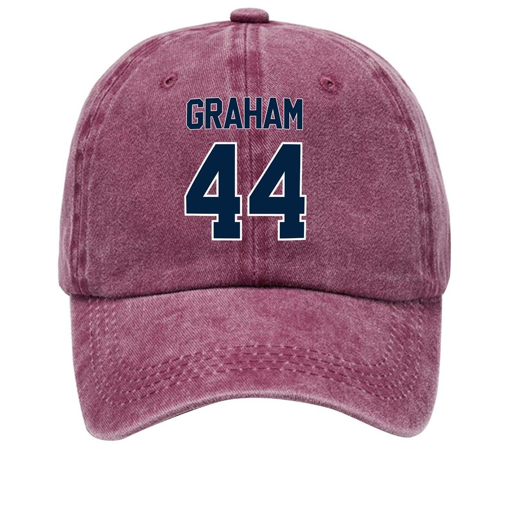Washed Cotton Baseball Cap Vintage Style Soft Top Denim Hat with Printed Design Adjustable Strap for Casual Wear