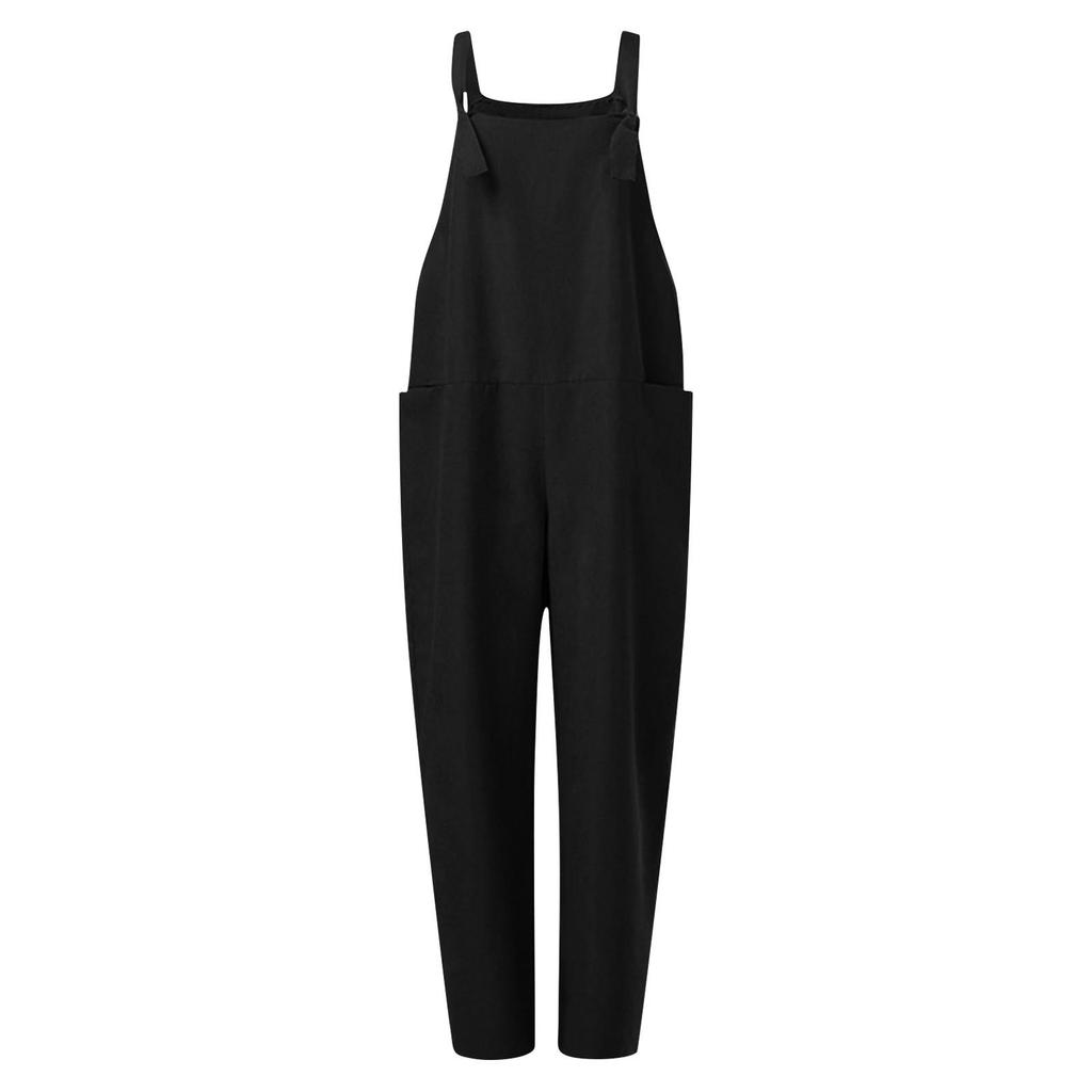 Women's Solid Color Suspenders Casual Pants - 9626#