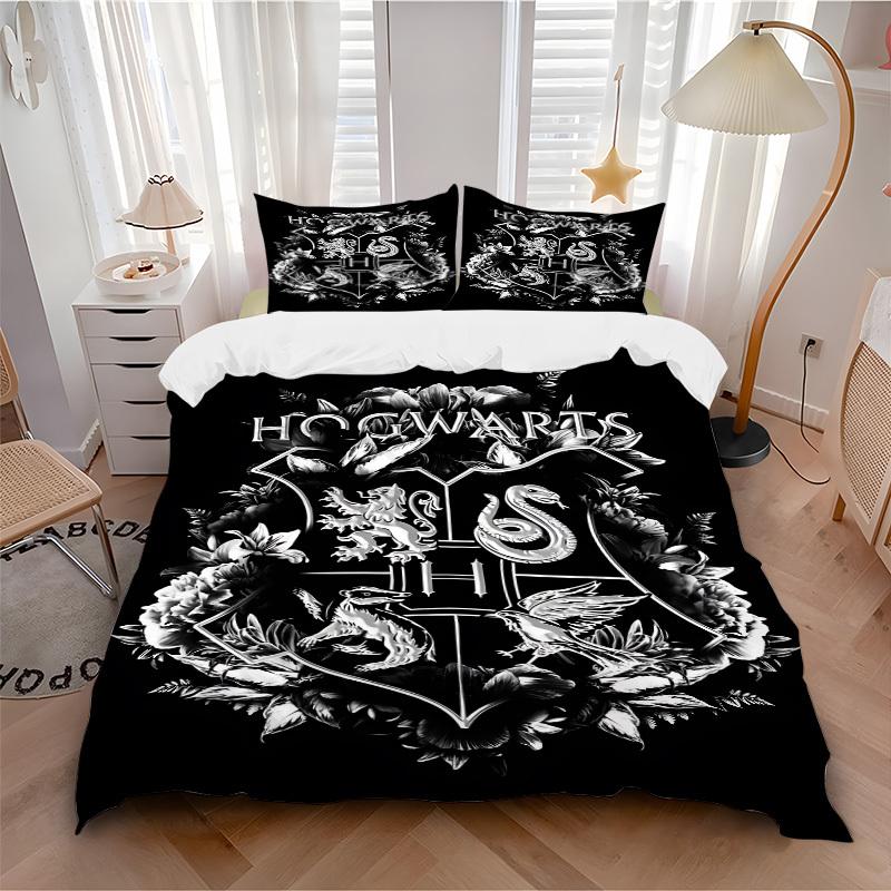 3pcs Hogwarts Crest Comforter Set - Four Seasons Home High,Machine Washable Bedspread with Pillowcases (No Filling) Yy250909060