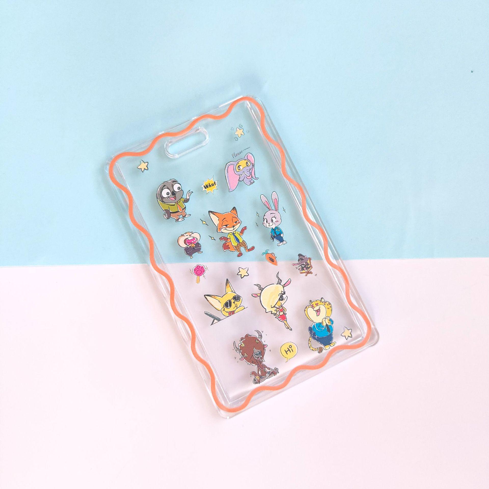 Cartoon Animal Student Campus Card Protector: Transparent IC Meal Card Holder Pendant