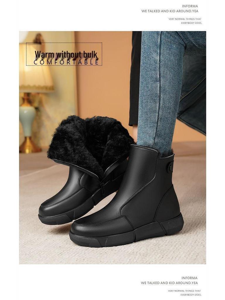 Damen Winter Schneestiefel mit Fleecefutter - Rutschfest, Verdickte Baumwolle Kurze Stiefel