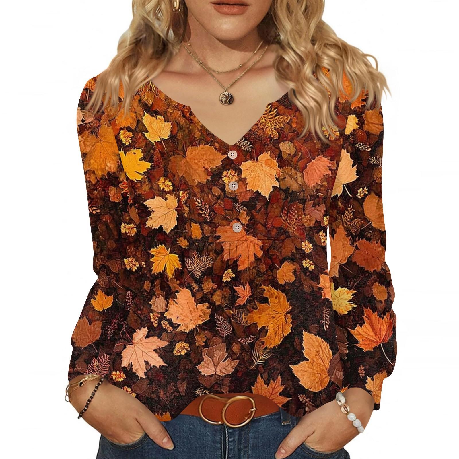 

Женская модная повседневная блузка с V-образным вырезом на пуговицах, с длинным рукавом, пуловер, футболка, топ XXL