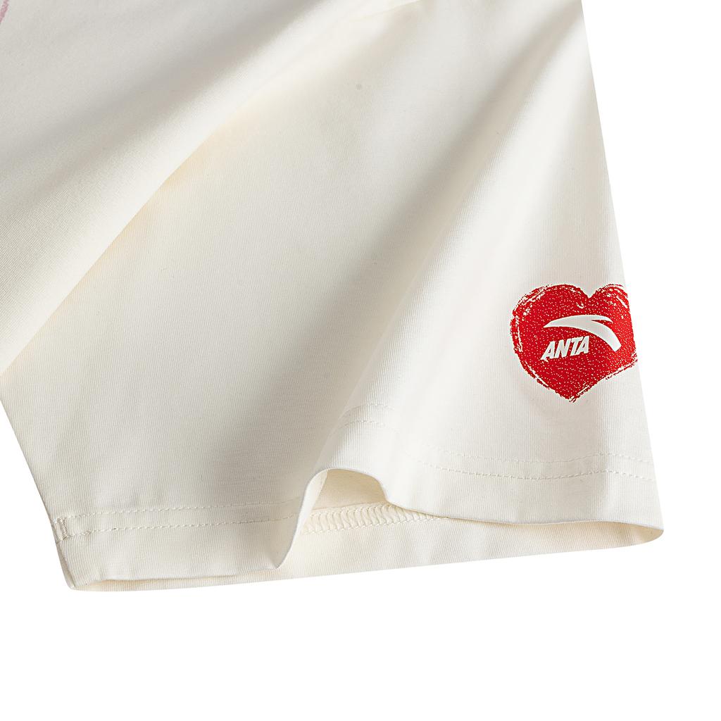 Anta Casual Short Sleeve Knitted T-Shirt Unisex tops Ivory 972628114-1