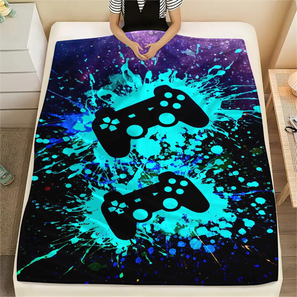 1Pc Gamepad Print Flannel Blanket, High Quality Comfortable for All Seasons, Home Decor, Warmth and Comfort, Perfect for Christmas Gifts