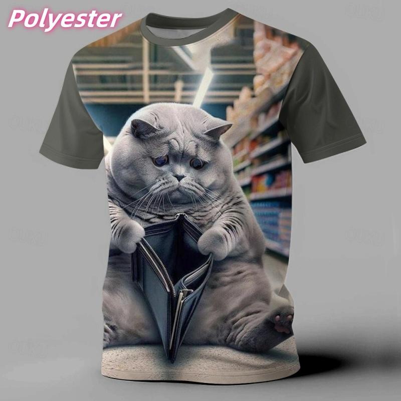 Love Dog Pattern T-Shirt For Men Fun Cat Cow 3D Printed Tees Summer Casual Loose Short Sleeve