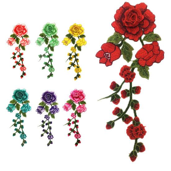 Kwiatowy haft naszywka z haftem DIY szycie na sukience z aplikacją Craft