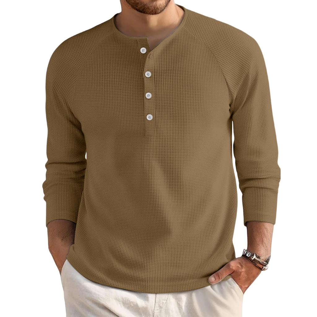 Men's Loose Casual Button Down Collar Long Sleeve Top