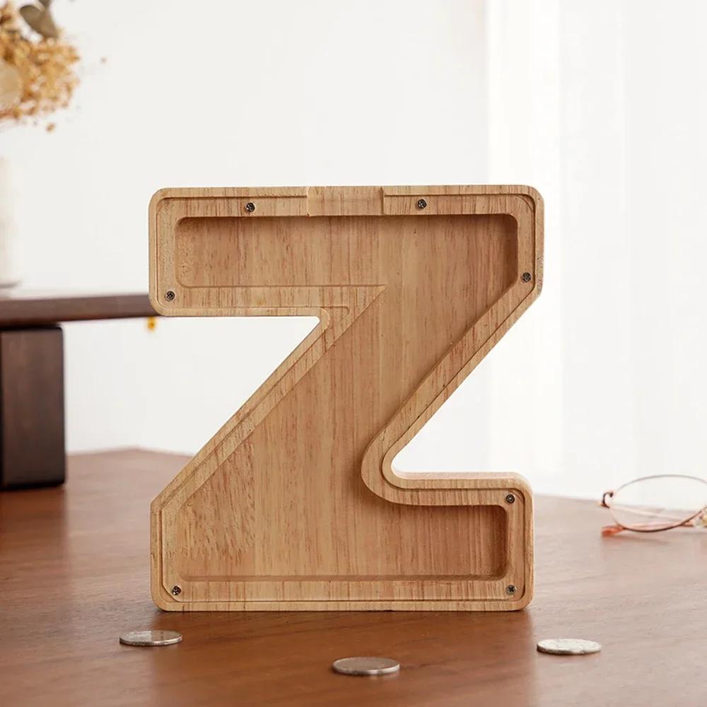 Wooden 26-letter English Letter Piggy Bank In Stock Children's Small Toy Storage Box Transparent Acrylic Piggy Bank Home Decor