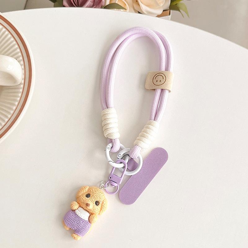 

Cute Puppy Pendant Pendant Mobile Phone Lanyard Bold Anti-Drop Anti-Loss Clip Portable Rope Chain Braided Rope Idea