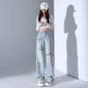 Korean Embroidered Jeans for Women - 2025 Spring/Summer Collection: Loose, Slim, Straight-Leg Design