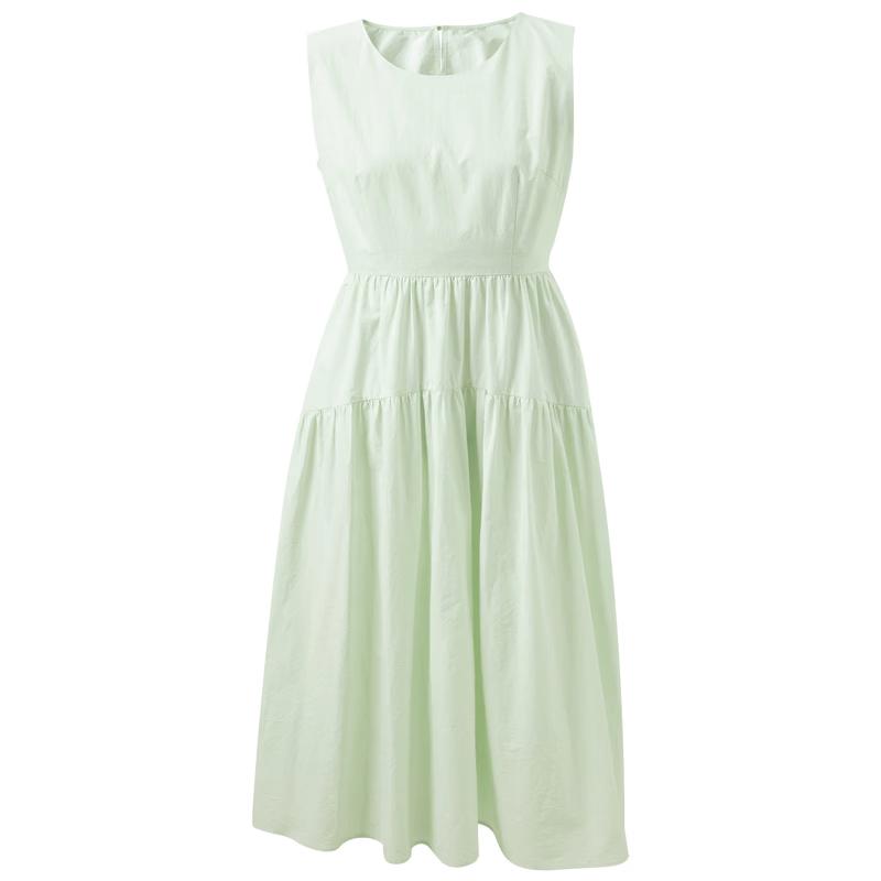 SanCai 2026 Summer Round Neck Sleeveless A-Line Cotton Dress XL (170/92A)