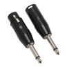 1 Paar XLR-Adapter Schwarz Professionell 6,35 mm 1/4 Zoll Stecker auf XLR Stecker/Buchse Adapter für Mischpult Mikrofon Verstärker