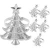 Metal Christmas Tree Napkin Rings - Silver Gold Holiday Table Decor