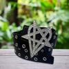 Studded Belt with Metal Eyelets PU Leather Waist Strap Band Punk Gothic Waist Sash with Star Heart Decor for Daily Wear