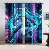 2Pcs Hatsune Miku Cyberpunk Blackout Curtains Anime City Night Window Drapes Fans Room Esports Room Trendy Cool Home Decor Gift