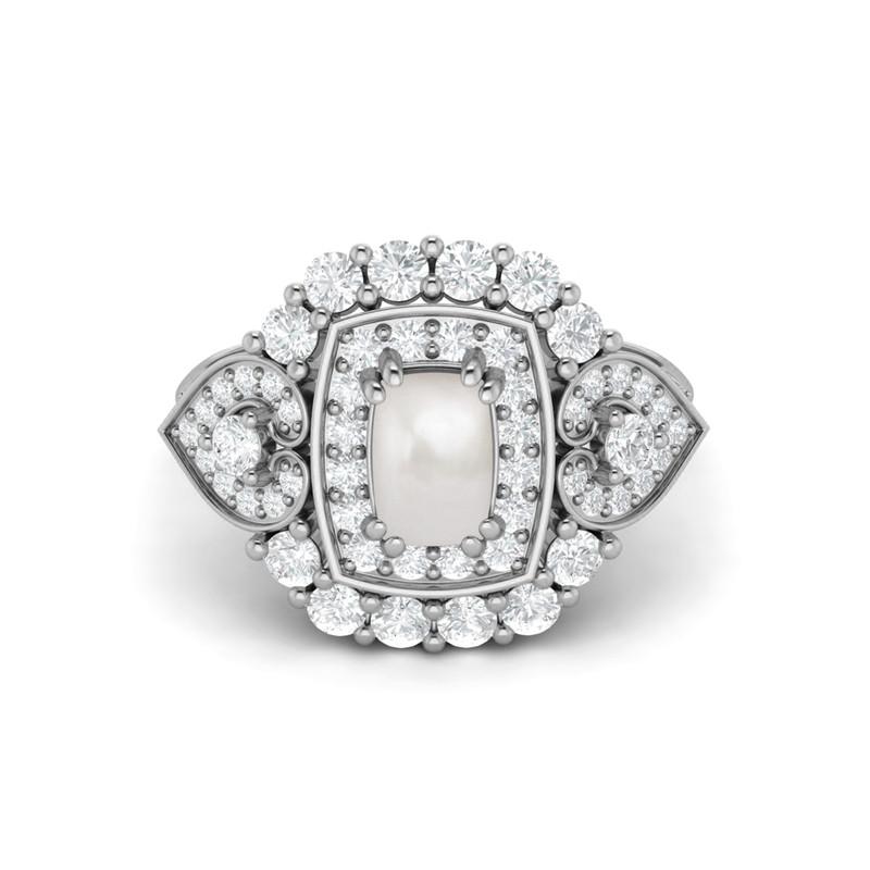 6x4MM Kissenperle Edelstein 925 Sterling Silber Solitär Halo Damen Verlobungsring