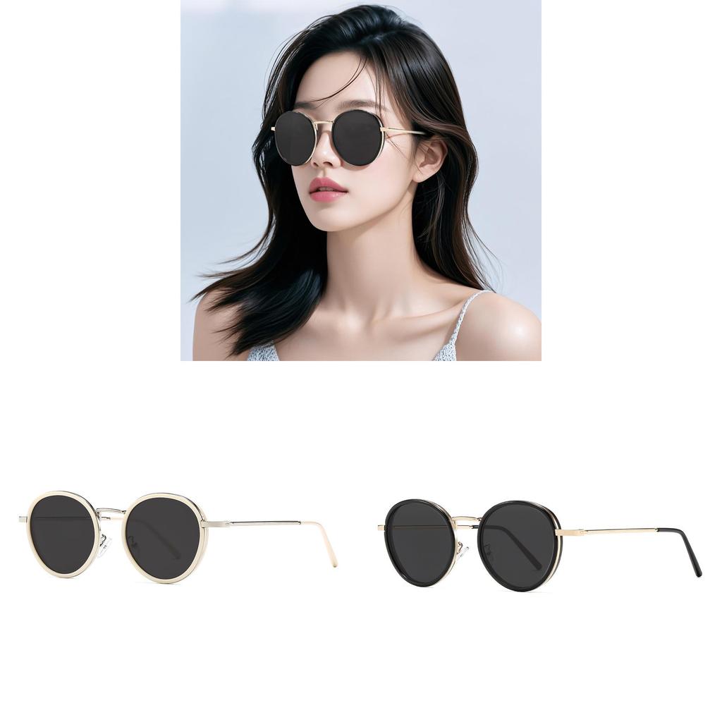 Fashion Womens Round Frame Sunglasses Protection For Outdoor Travel