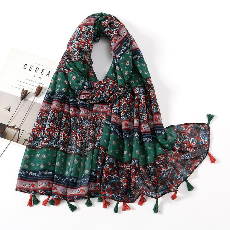 Fashion Luxury Petal Floral Tassel Viscose Shawl Scarf Lady High Quality Wrap Pashmina Stole Bufandas Muslim Hijab 180*90Cm