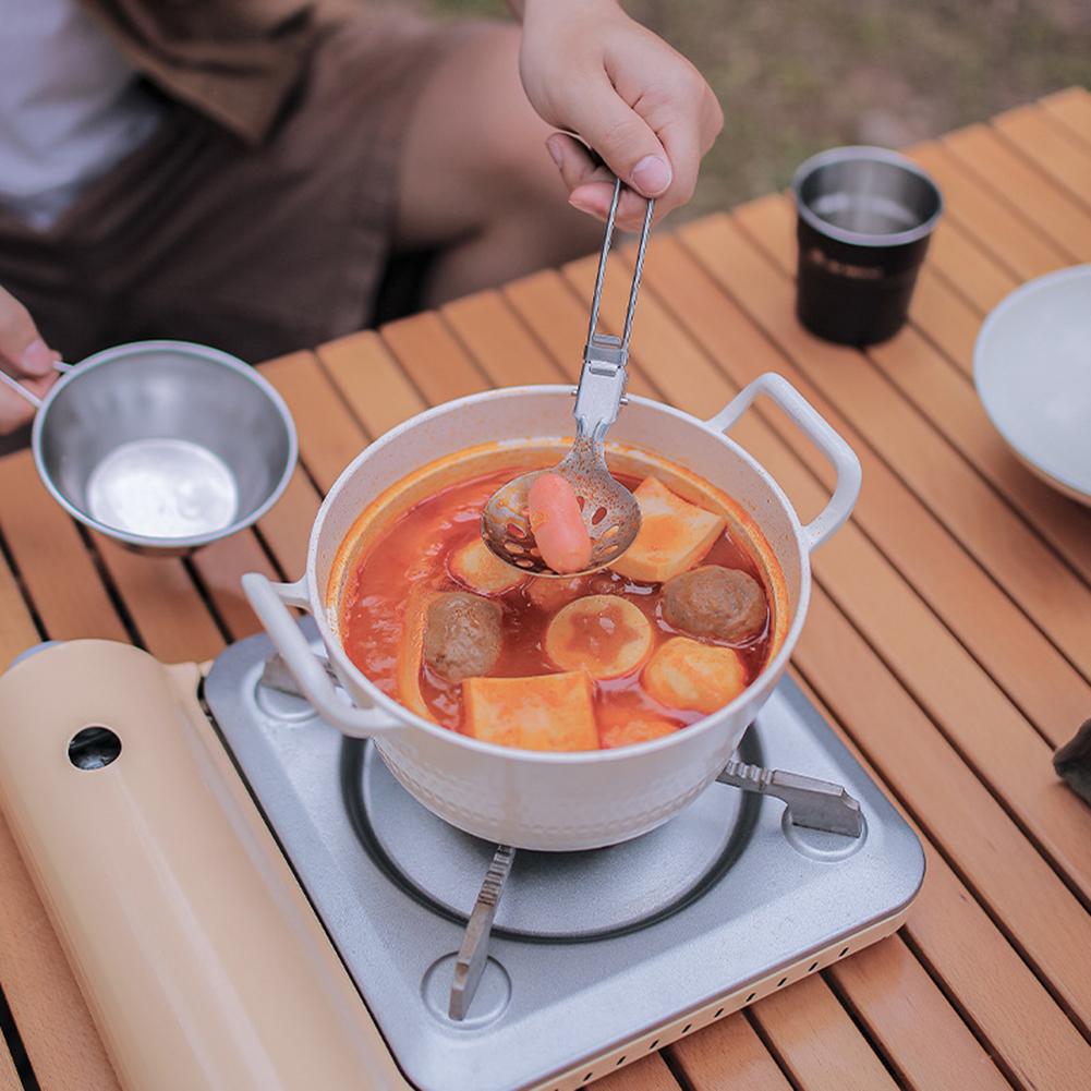 Folding Camping Tableware 304 Stainless Steel Spoon Shovel Spatula Easy To Clean for Travel Hiking Outdoor Tableware