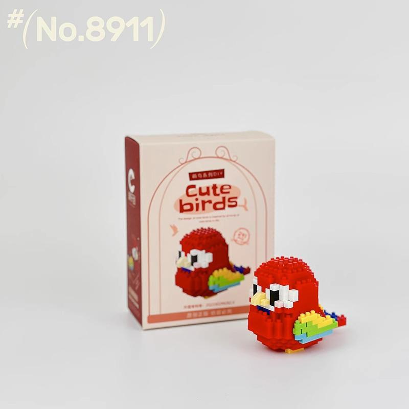 Kawaii Building Blocks 3D Bird Cute Parrot Model Assemble Table Decor Children Toys for Kids Gifts Micro DIY Bricks