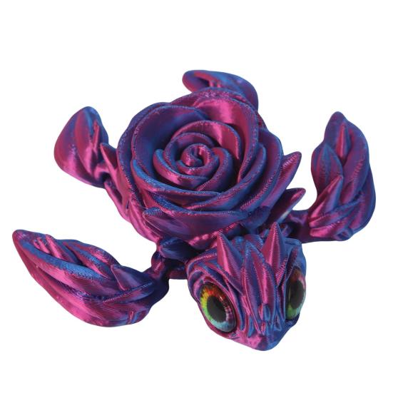 

3D Printed Rose Turtle Figurine Movable Joints Flower Sea Tortoise Figure фіолетовий
