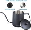 Easyworkz 600ml Drip Kettle with Thermometer, Stainless Steel Gooseneck Coffee Pot [Black]
