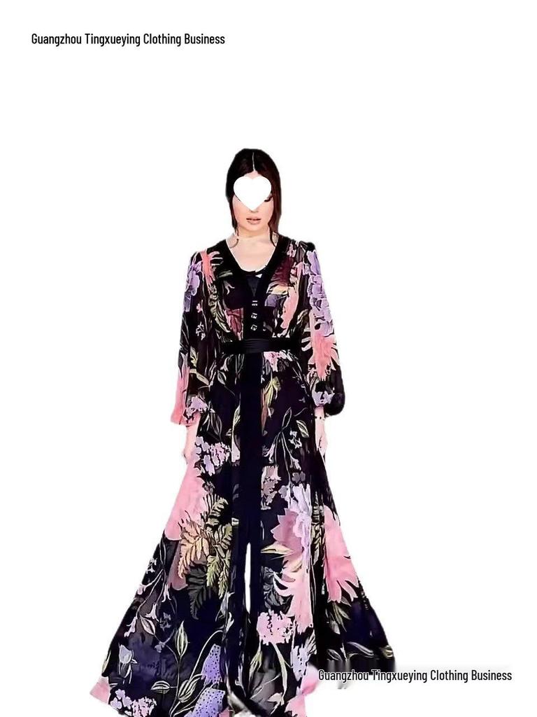 European & American Fashion Temperament Summer Long Sleeve Dress with Camisole Two-Piece Set for Women 2026.