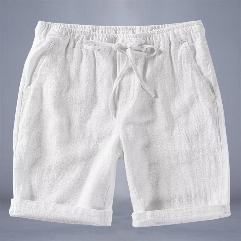 Men's Summer Thin Loose Shorts Straight Solid Color Linen Casual Five-point Trendy Pants