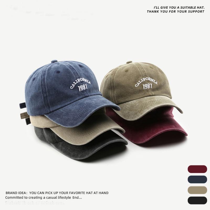 Retro Washed Gray Baseball Cap Men's Women's Big Head Circumference Versatile Face Small Hat Cowboy Hat