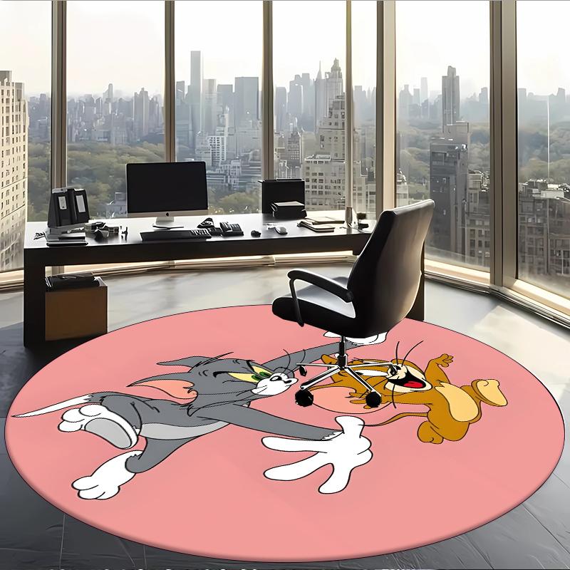 Tom And Jerry (37) Round Office Rug Decorative Floor Rug for Office Bedroom Living Room and Home Space