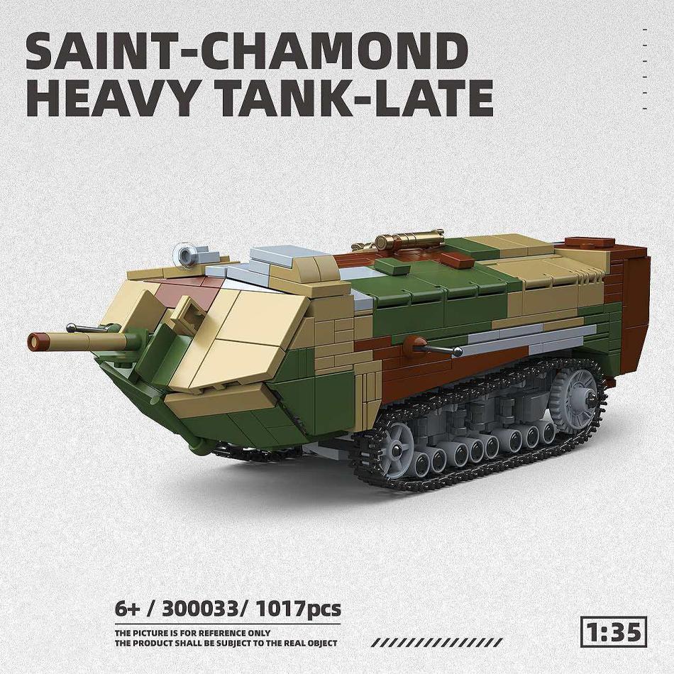 1:35 Měřítko MOC WW1 Vojenský Francouzský Saint Chamond Tank Model Stavebnice Druhá světová válka Armáda Těžký Tank Kostky Hračka pro Děti Dárek