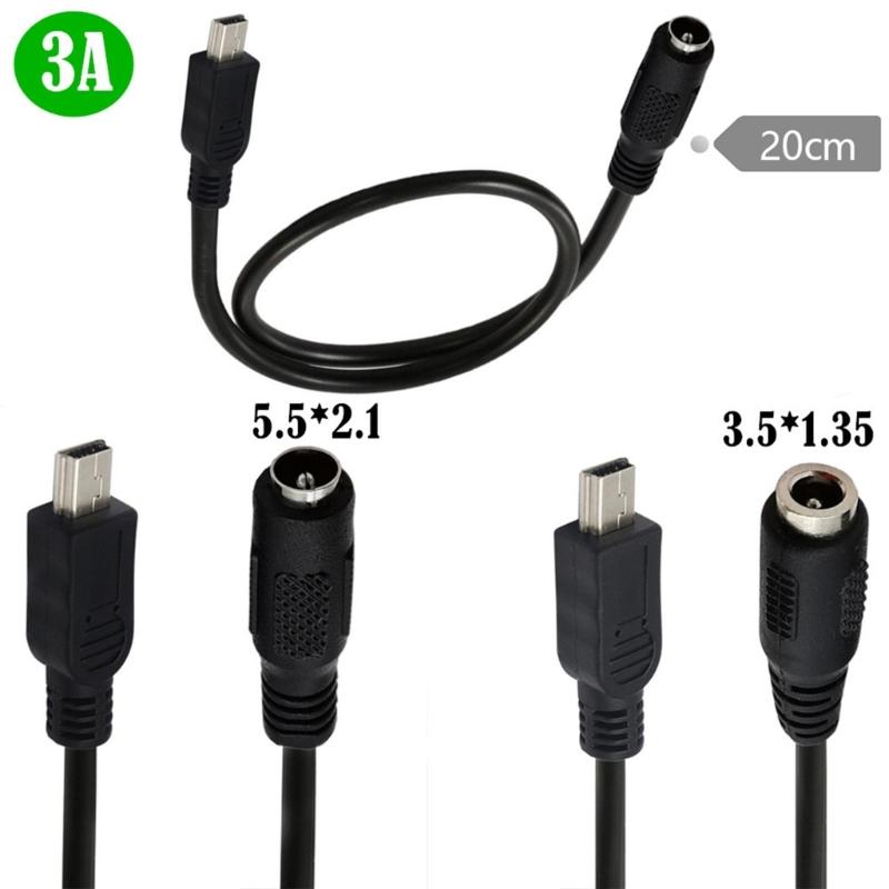 Efficient and Reliable Charging Cable DC3.5x1.35mm/5.5x2.1mm Input Mini USB Output 22AWG for GPS DVR Cellphones