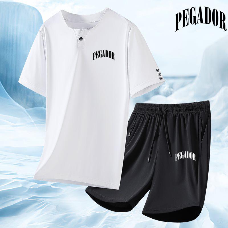 Summer Fitness Sportswear for Men Short Sleeve T-shirt and Shorts Two-piece Set Male Tracksuit Casual Wear S