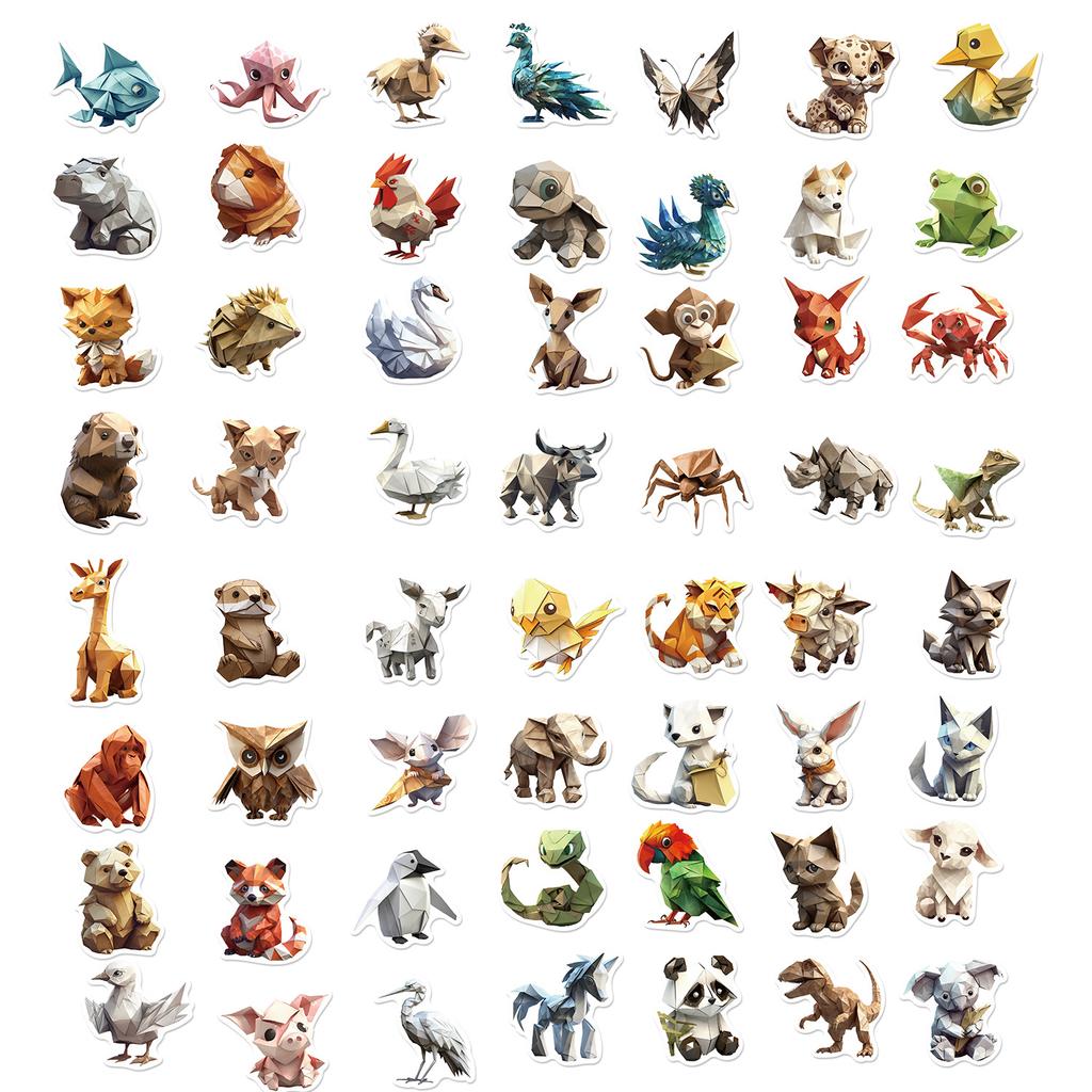 50 Cartoon Origami Animal Graffiti Stickers Guitar Notebook Suitcase DIY Waterproof Stickers