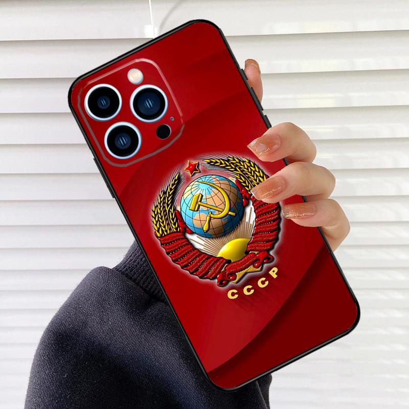 Soviet Union USSR Flag Case For iPhone 16 15 13 14 Pro Max 12 Mini 11 14 Pro Max X XS XR Plus Soft Cover Coque