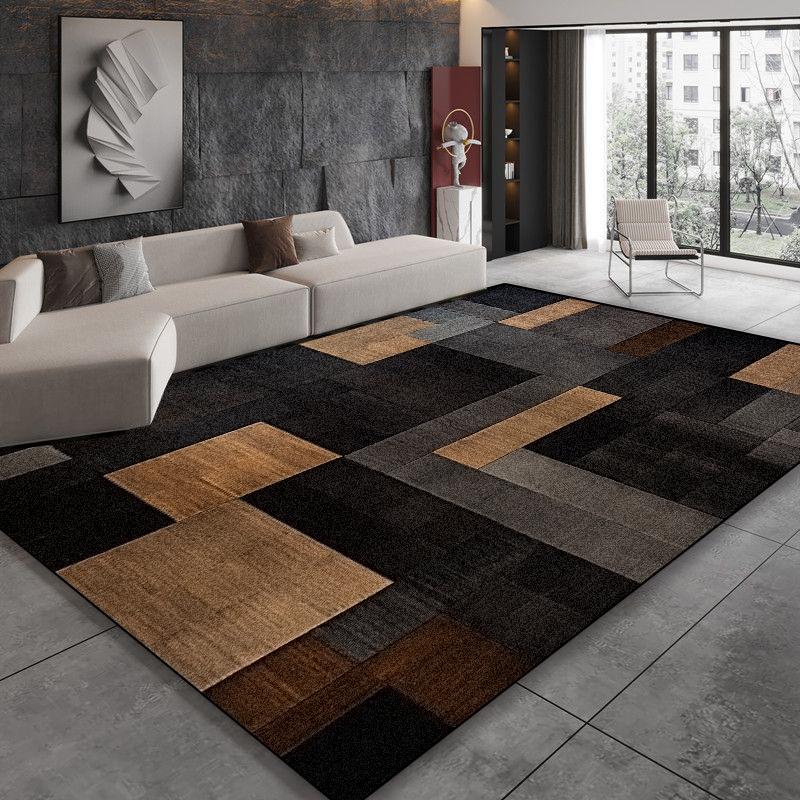 Modern Black Brown Geometry Carpet Living Room Decor Bedroom Bedside Soft Floor Mat Home Sofa Non-slip Large Rugs Customizable