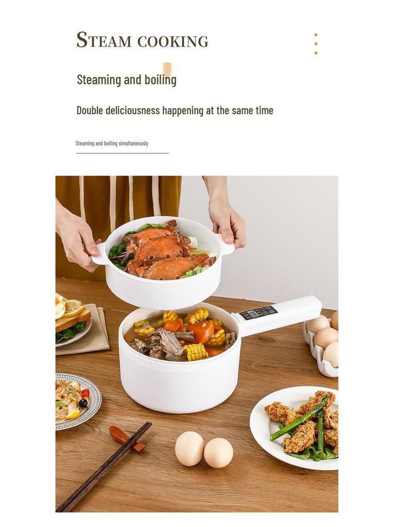 Smart Multifunctional Electric Cooker with Long Handle – Compact Dorm-Use Hot Pot for Steaming and Cooking