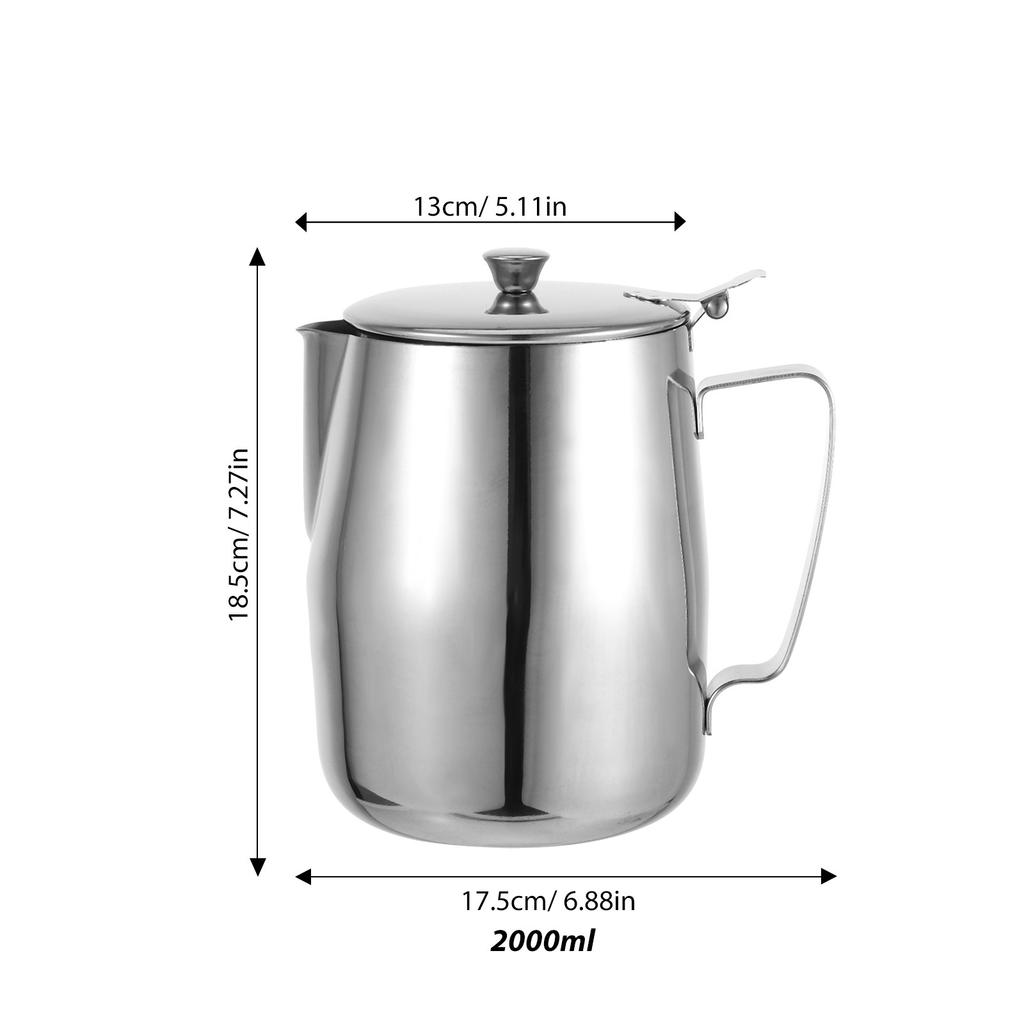 Stainless Steel Coffee Milk Frothing Pitcher Lid 350Ml Precision Spout Latte Art Espresso Milk Frother Jug Handle Coffee