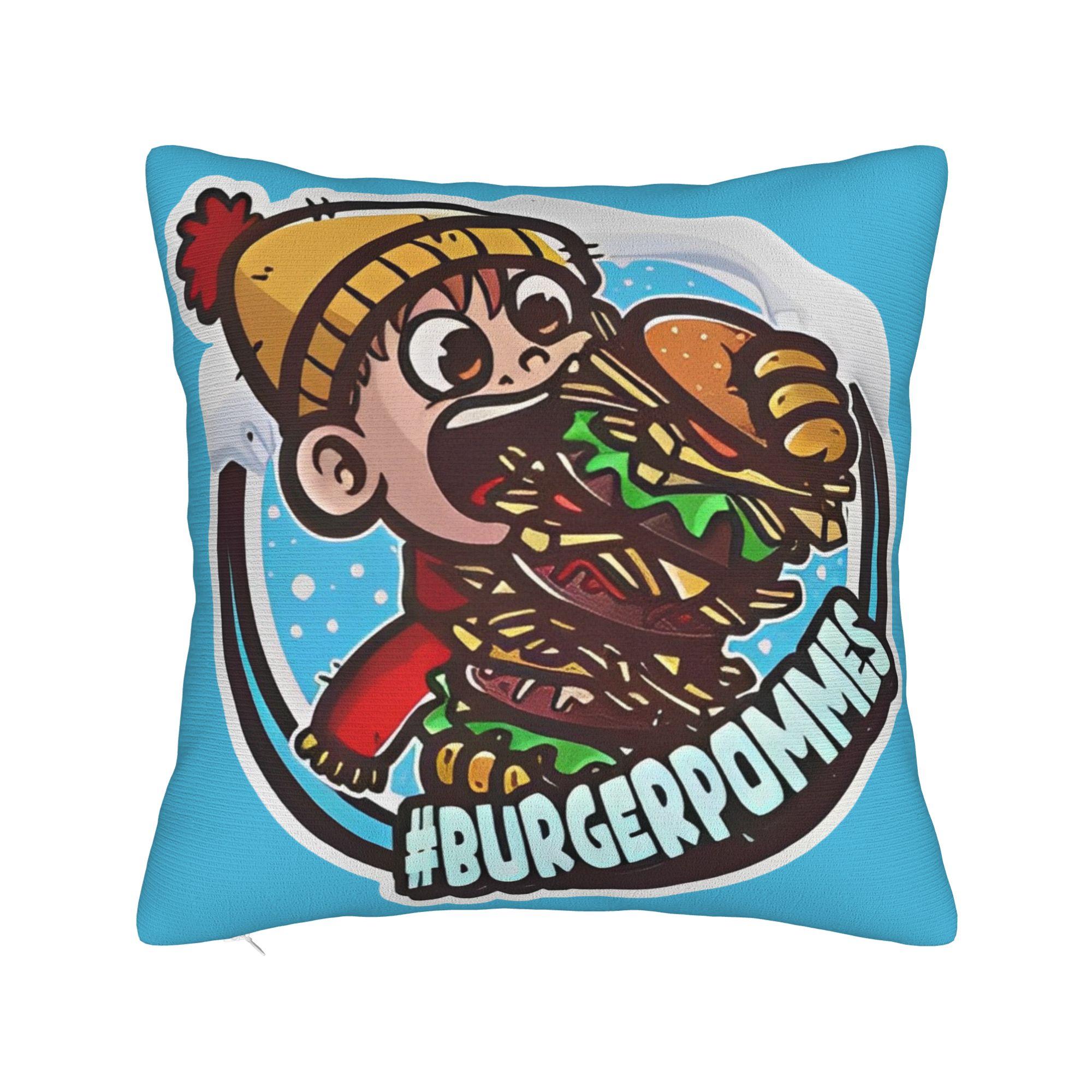 

Lukasbs Lukas Icrimax Burgerpomms Pillow Case Square Pillow Cover Fashion Pillowcases For Sofa Couch Bed Living Room 20x20Inch
