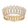 Round Princess Queen Tiara European Crystal Full Crown Metal Bridal Wedding Crowns  Birthday Party