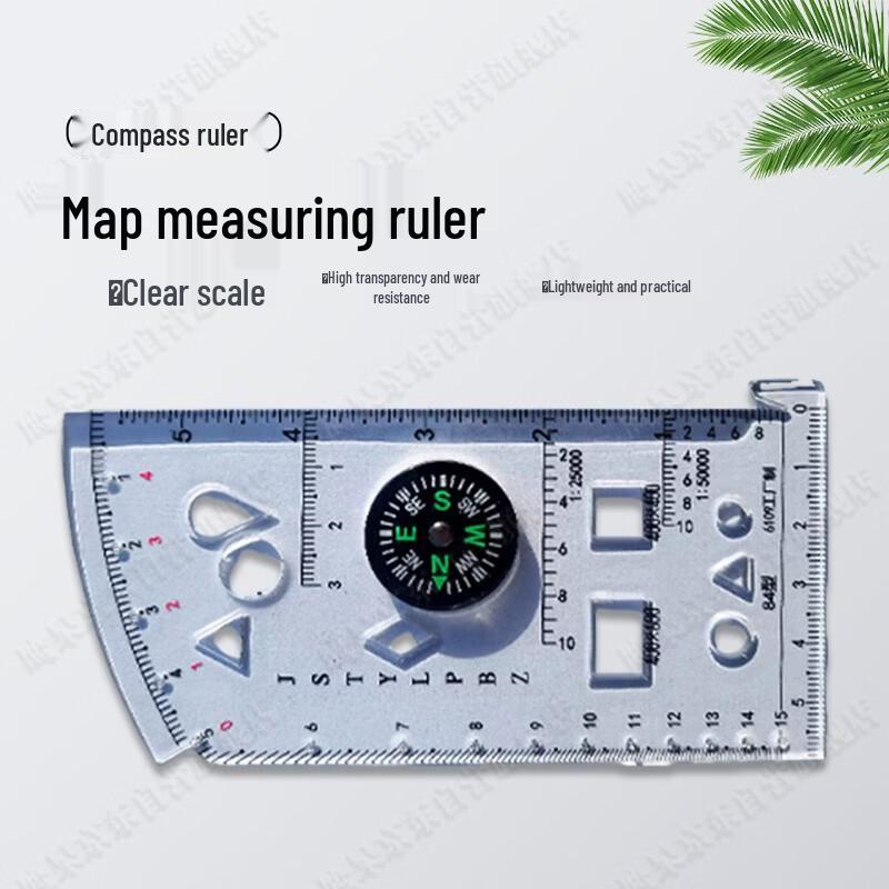 Tactical Map Measuring Ruler with Compass