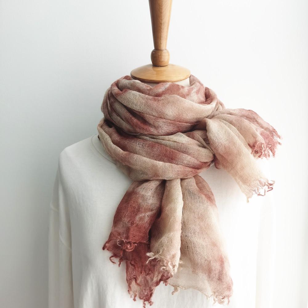 Handmade tie dyed wool scarf  retro artistic thin acrylic scarf sun protection and sunshade shawls 100*200cm