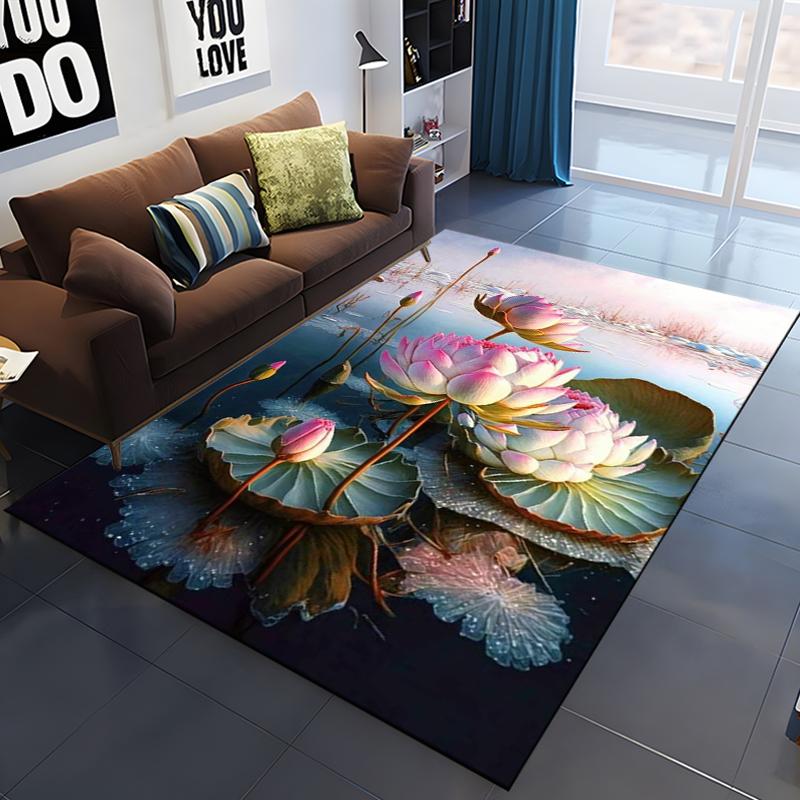 Lotus Flower Carpet for Living Room Home Decoration Sofa Table Big Area Rugs Bathroom Non-slip Floor Mats Bedroom Bedside Carpet