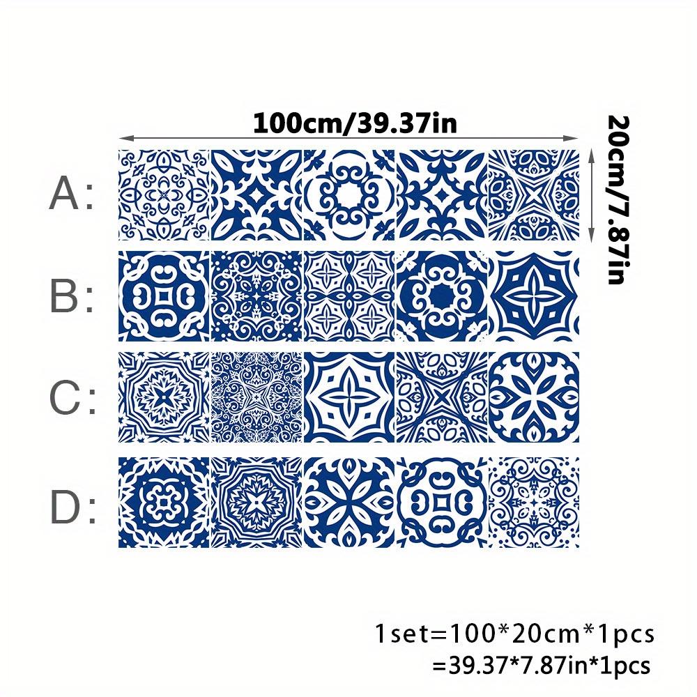 20pcs Classic Flower Textured Tile Wall Stickers Ecorative Tile Stickers Waterproof Self-Adhesive Removable and Easy To Clean Window Stickers