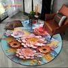 Dream Flower Art Daisy Rose Sunflower Cartoon Round Carpet Rug for Living Room Bedroom Kid Decor,Pet Area Rug Non-slip Floor Mat