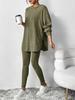 Autumn/Winter 2025 Ribbed Hooded Long Sleeve Casual Women's Set