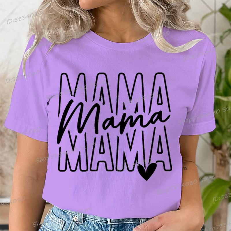 Mothers Day Mama Tshirts Stacked Mama for Ladies Tops Mom Life Short Sleeve Tshirt Crew Neck Gift for Mom Summer Tops Clothes