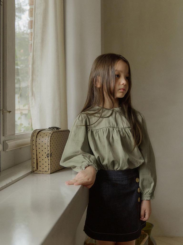 Autumn Lace Collar Loose Long Sleeve Blouse for Baby Girls