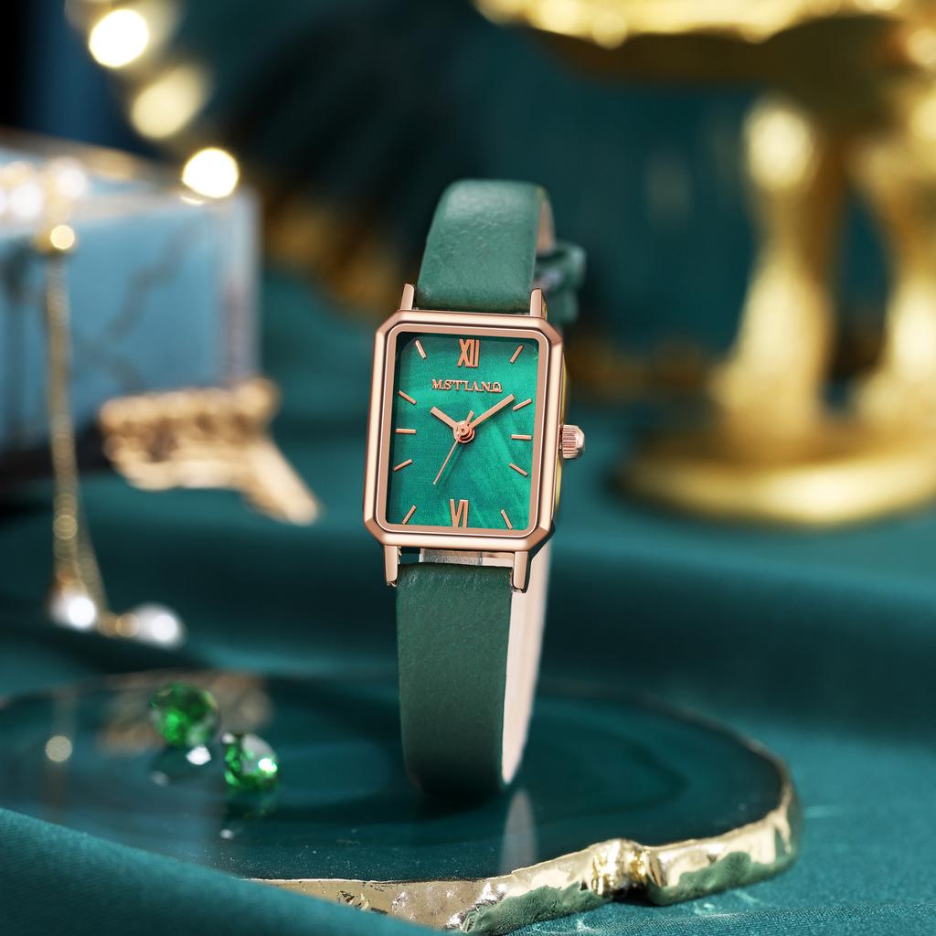 Female Niche High School Girl High School Fashion Green Watch Simple Style Birthday Gift
