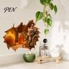3D Christmas Mouse Sticker Hole Wall Sticker, Waterproof PVC Decal, Creative Festive Scene Easy Apply for Holiday Living Room And Bedroom Decor Art